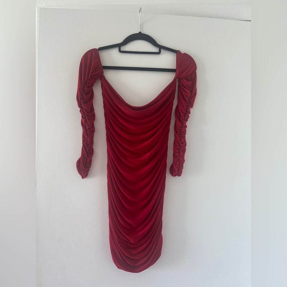 Ruched long sleeve dress